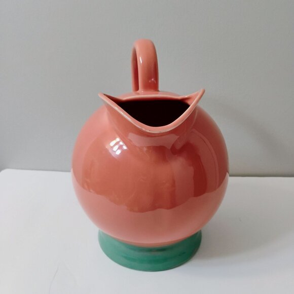 Vintage 80s Lindt Stymeist Colorways Pitcher, Ceramic Ball Jug, Pink and Green - Picture 2 of 7